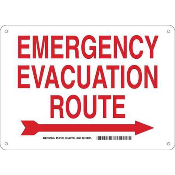 Brady 132163 Exit Signs and Signage, Aluminium, 10" Height x 14" Width, Red/White