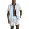 thumbnail image 2 of Yiliang Mens Lounge Set Turn Down Collar T Shirt with Drawstring Shorts Slim Fit 2 Piece, 2 of 6