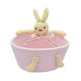 thumbnail image 2 of Hvmvliv Easter Basket Handmade Woven Storage Basket with Bunny Design, Cotton Desktop Organizer for Toys, Entrance & Home Decor Pink, 2 of 7