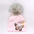 thumbnail image 3 of Gorro con pompón para bebé y niño, gorro con estampado floral de mariposa para recién nacido, a la moda, 3 of 4