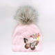 thumbnail image 3 of Gorro con pompón para bebé y niño, gorro con estampado floral de mariposa para recién nacido, a la moda, 3 of 4