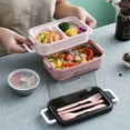 thumbnail image 1 of Boîte à Bento Portable à Deux Couches avec Couverts, Couvercle Multifonction, Contenant Alimentaire, 1 of 8