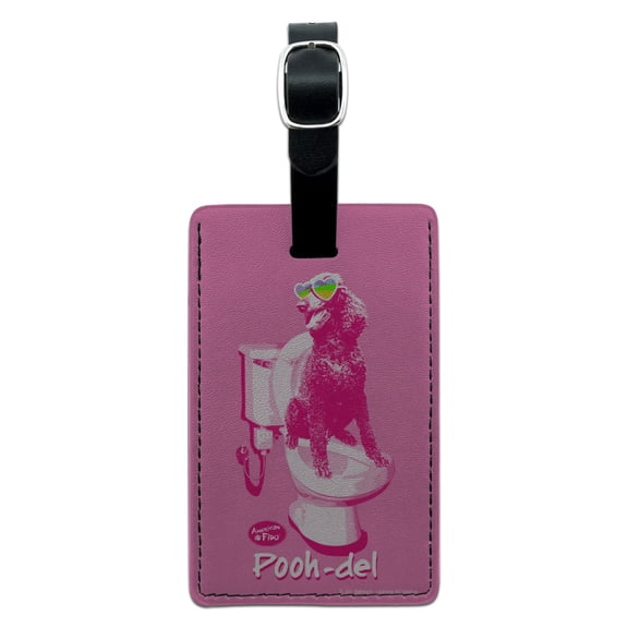 Pooh-del Poodle Dog Sunglasses Vintage Retro Toilet Humor Funny Rectangle Leather Luggage Card Suitcase Carry-On ID Tag