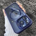 thumbnail image 1 of Camera Metal Stand Phone Case For iPhone 16 15 14 Plus 13 12 11 Pro Max For Magsafe Magnetic Camera Lens Protection Cover Funda Dark Blue For iPhone 15 Plus, 1 of 6