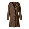 thumbnail image 7 of Sorvello Women's Hooded Single Breasted Long Wool Coat Casual Warm Winter Outerwear for Women Fall Jacket with Pockets Button Front BR S, 7 of 7