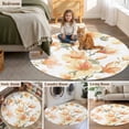 thumbnail image 6 of Orange Magnolia Flower Round Area Rugs 3 ft, Watercolor Orange Floral Leaf Washable Small Area Rug with Non-Slip Sturdy Edge Binding Round Front Door Mat Floor Carpet for Entryway, 6 of 9