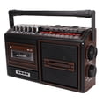 thumbnail image 2 of Reproductor de casete grabadora banda completa tarjeta enchufable silenciosa AM FM Radio portátil para niños mayores marrón enchufe estadounidense 110V, 2 of 5