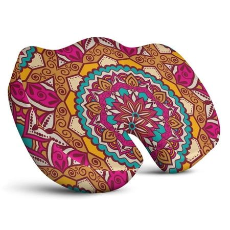 Premium Mandala Pattern Memory Foam Seat Cushion Ergonomic Chair Pad for Office Chair Car Airplane & Bleachers Sciatica Tailbone Hip & Back Pain Relief - Chair Cushion for Long Office Workers.