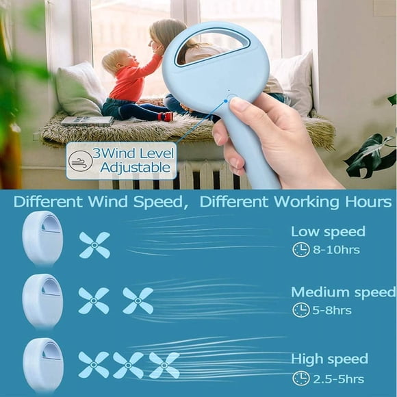 Toystoory 2 ventiladores portátiles recargables azules que se mantienen frescos en cualquier momento y en cualquier lugar sin ruido, ventilador Electrodomésticos