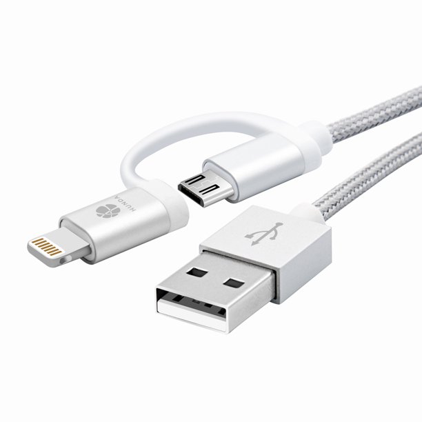 [Apple MFi Certified] 2 in 1 Lightning Micro USB Cable, HUNDA 4ft