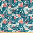 thumbnail image 1 of Leaves Sofa Upholstery Fabric by the Yard, Polygonal Triangles Geometric Elements Backdrop with Palmate Leaf Motifs, Decorative Fabric for DIY and Home Accents, Dark Teal Multicolor by Ambesonne, 1 of 4