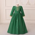 thumbnail image 1 of FcBaudy Children's Muslim Exquisite Embroidered Printed Robe Long Sleeve Round Neck Dress Princess Dress Party Dress Fashion Party Dress Performance Dress, 1 of 9