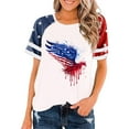 thumbnail image 2 of Jinhomg American Flag Shirt for Women Plus Size Raglan Sleeve Patriotic T-Shirts Casual Loose Crew Neck USA Flag Tops Independence Day Parade Street Wear White L, 2 of 3