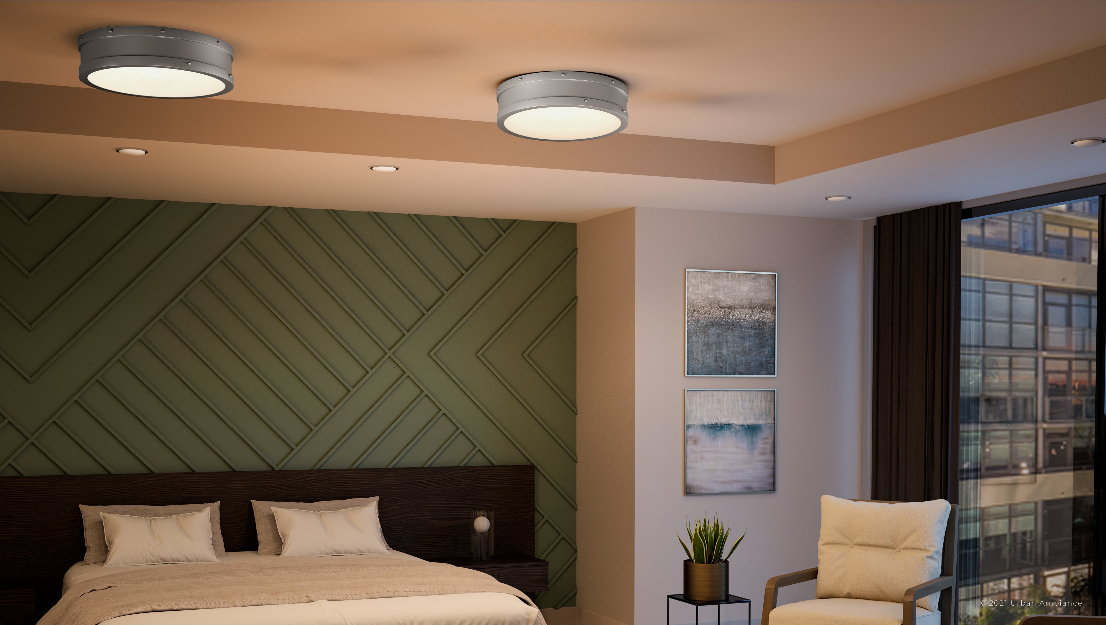 Luxury Craftsman Indoor Ceiling Light, 3.50''H x 12.75''W, with Vintage Style Elements, Antique Design, Rustic Polished Nickel Finish and Antique Polished Nickel Steel Shade, UQL4171