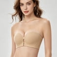 thumbnail image 2 of VISALY Strapless Front Closure Bra Anti-Slip Push Up Bralette Seamless Everyday Push Up Underwear with Convertible Straps Full Support Tunbe Tops Non-Slip Convertible Bandeau Bra Light Yellow M, 2 of 7
