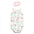 thumbnail image 4 of Little Treasure Baby Girl Sleeveless Bodysuit and Headband Set, Hawaiian, 3-6 Months, 4 of 5