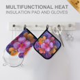 thumbnail image 4 of Yayeee Oven Mitts and Pot Holder Set of 4 Heat Resistant Kitchen Gloves Baking Hot Pad, Large Purple Flowers, 4 of 5