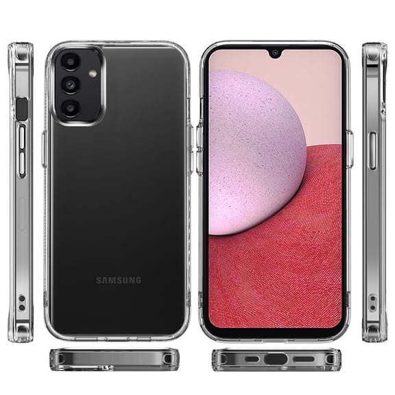 For Samsung Galaxy A14 5G Hybrid HD Crystal Clear Hard PC Back Gummy TPU Frame Slim with Chromed Buttons Cover ,Xpm Phone Case [ Transparent ]