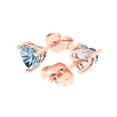 thumbnail image 2 of 14K Solid Gold Push Back Stud Earrings for Women | 1 cttw Heart Cut Natural Aquamarine | Rose Gold, 2 of 5