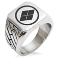 thumbnail image 1 of Stainless Steel Matsumae Samurai Crest Geometric Pattern Biker Style Polished Ring, 1 of 1