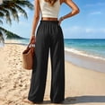 thumbnail image 7 of Liuinsasek Womens Wide Leg Pants Solid-Color High-Waisted Casual Drawstring Pants Elastic Waistband with Ruffle Trim Lightweight and Comfortable, 7 of 7