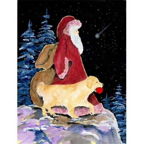 28 x 40 In. Santa Claus With Golden Retriever Flag Canvas, House Size