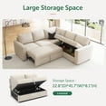 thumbnail image 3 of HONBAY Modern L-Shaped Pull-Out Sectional Sleeper Sofa Bed with Storage for Living Room, Beige, 3 of 7