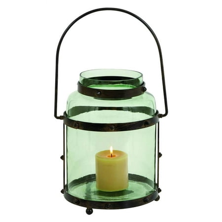 Woodland 23801 Metal Glass Lantern with Solid Metal Frame