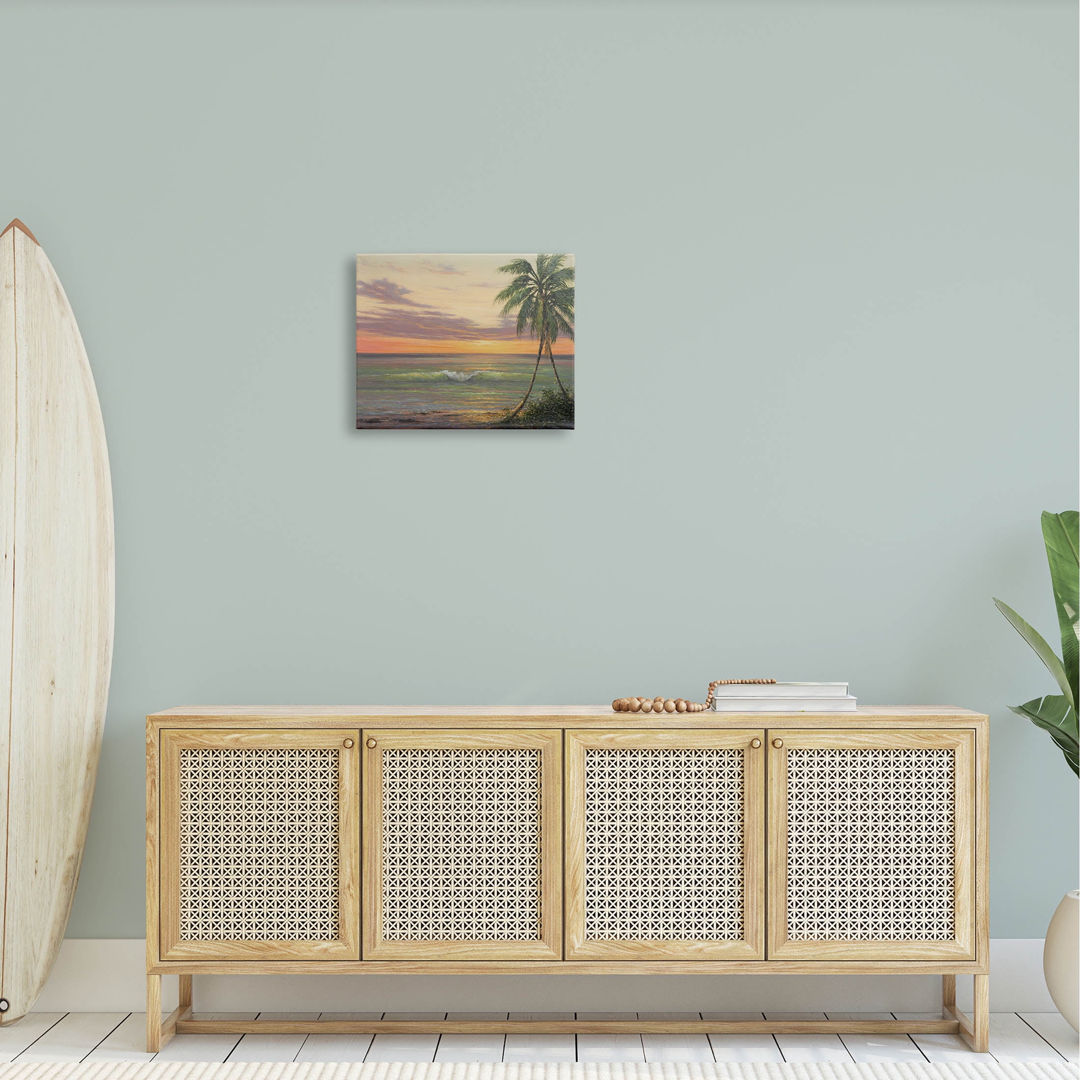 Tropical Ocean Waves Beach Coastal Painting Gallery Wrapped Canvas Print Wall Art