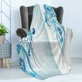 thumbnail image 4 of Marine Soft Flannel Fleece Blanket, Ocean Jellyfish with Paisley Motifs Pattern Theme Beach Fishy Prints Design, Cozy Plush for Indoor and Outdoor Use, 50" x 70", Pale Blue Sea Blue, by Ambesonne, 4 of 5