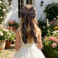 thumbnail image 2 of Bmisegm Headwear for Girls Elegant Triple Layer Bow Flowing Ribbon Bridal Hair Clip for Wedding Occasions Headbands Black_001, 2 of 6