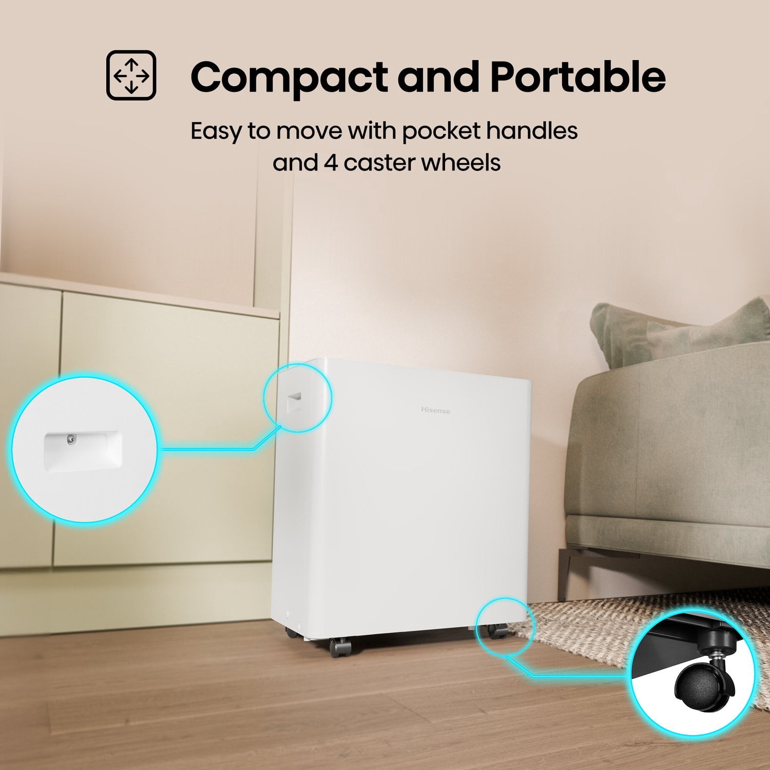 Hisense 50 Pint Lift-Up Dehumidifier with Pump in White - Built-In Pump, ALDH50KP26