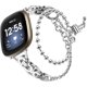 thumbnail image 1 of wonima11 Compatible with Fitbit Versa 4＆Versa 3 Bands Women, Adjustable Stainless steel metal double circle bead chain bracelet Bands Compatible with Fitbit Sense 2＆Sense 1, 1 of 1