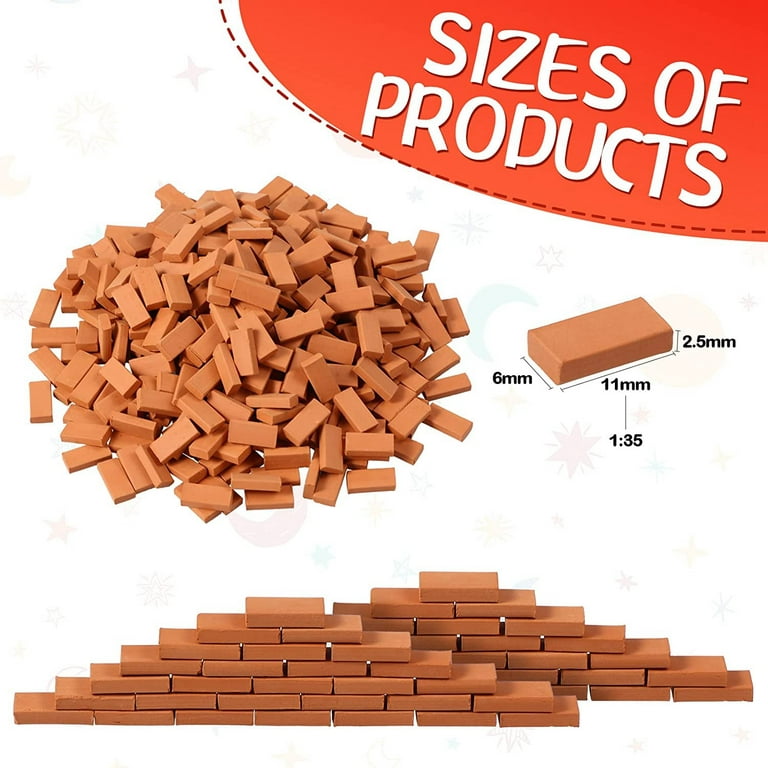 350 Pieces Mini Bricks For Landscaping Miniature Bricks Brick Wall Small  Bricks For Garden Parts,1/