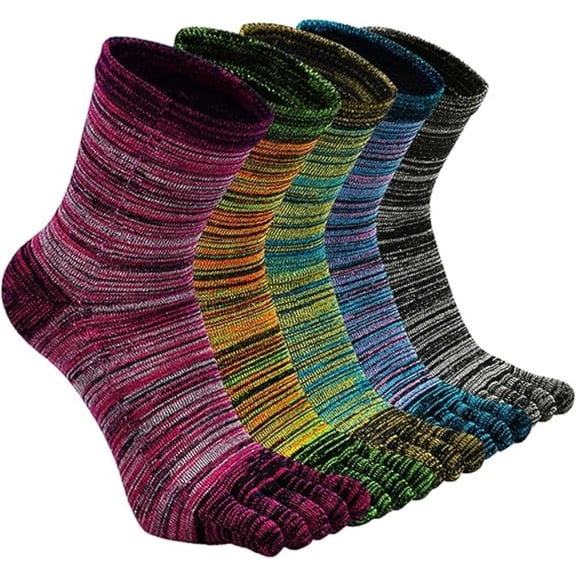 5 Pairs Men's Breathable Toe Socks, Non-Slip Running Athletic Five Finger Socks with Moisture Wicking for Sports, Hiking, Yoga