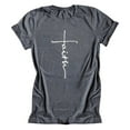 thumbnail image 1 of T-Shirt Femme Col Rond Manches Courtes Blouse Col Rond Décontracté Tee-Shirt Lettre, Gris, G, 1 of 7