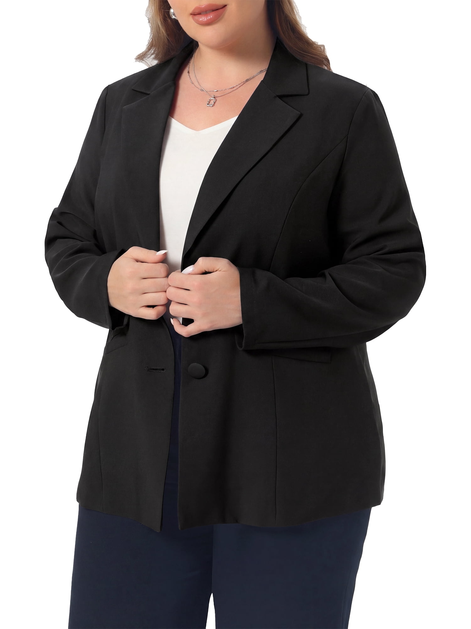 DARING DIVA Women's Plus Size Lapel Button Business Casual Suit Jacket 5X Black