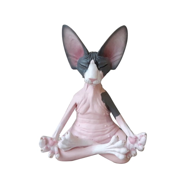Adornos creativos de resina para gatos sin pelo, decoraciones artísticas para sala de estar Wmkox8yii fhajkh2379