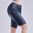 thumbnail image 2 of Shorts for Women Relaxed Fit High Waist Elastic Imitation Denim Casual Outer Shorts, 2 of 4