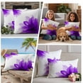 thumbnail image 5 of Purple Outdoor Waterproof Pillow Covers, Boho Modern Floral Abstract Ombre Leaf White Decorative Square Throw Pillowcase Sofa Cushion Sham for Patio/Couch/Chair, 24"x24" 2 Pack, 5 of 8
