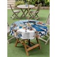 thumbnail image 3 of Outdoor Tablecloth with Umbrella Hole and Zipper, Blue Snowman Christmas Round Table Cloth 60 Inch Waterproof Tablecloth, Xmas Snowflake Gifts Winter Elk Picnic Table Cover for Patio Camping, 3 of 7