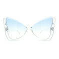 thumbnail image 5 of Womens Butterfly Upside Down Half Rim Plastic Oversized Sunglasses Clear - Blue, 5 of 8
