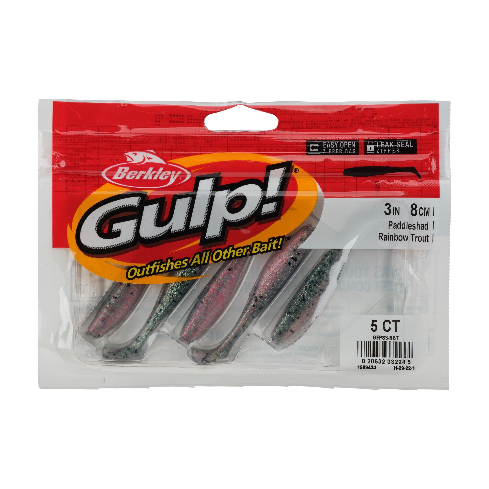 Berkley Gulp!® Paddleshad, 3 in, Swimbaits, Rainbow Trout (5 Count)