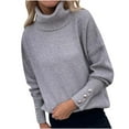 thumbnail image 2 of Lilgiuy Women's Turtleneck Long Sleeve Sweater Solid Color Sweater Top Streetwear, 2 of 5