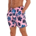 thumbnail image 3 of Capreze Mens Beach Pants Drawstring Swimsuit Pocket Boardshorts Breathable Beachwear High Waist Swimwear Pink Flower XXL, 3 of 8