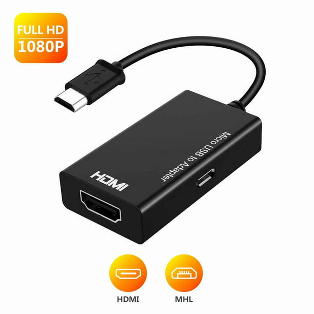 Vælg indendørs Det Micro USB to HDMI Cable Adapter, MHL to HDMI Adapter, MHL to HDMI 1080P  Video Graphic Converter, Cable Adapter with Video Audio Output - Walmart.com