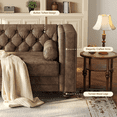 thumbnail image 6 of 79'' Chesterfield Sofa, Comfy Faux Leather Button-Tufted Couch with 2 Bolster Pillows and Wood Legs for Apartment, Office, Brown, 6 of 10