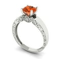 thumbnail image 2 of 1.06 ctw Solitaire with Zirconia Diamond Accents Anniversary Ring for Women | Round Cut Simulated Red Diamond | Hyperallergenic Solid 18K White Gold, 2 of 5
