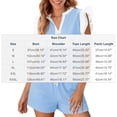 thumbnail image 3 of Women's Athletic Clothing Sets Summer Casual Two Piece Outfits Womens Ruffled Sleeveless V Neck Tops and Drawstring Waist Shorts Soft Breathable Beach Vacation Daily Wear Light Blue XL, 3 of 7