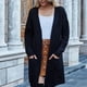 thumbnail image 3 of Mujeres cardigan Suéteres moda casual Otoño Invierno conmuting Loose color puro frente abierto chunky knit sweater negro M, 3 of 6